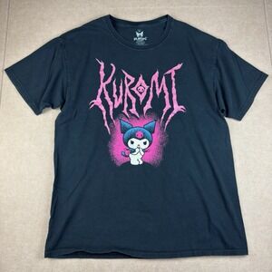 Kuromi Sanrio Gothic‎ T-Shirt Women's L Black Pink Cute Graphic Anime Tee Japan
